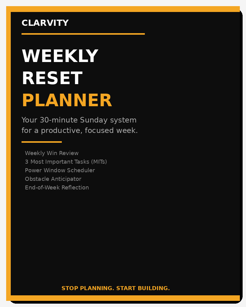 he Clarvity Weekly Reset Planner — Your 30-minute Sunday productivity system